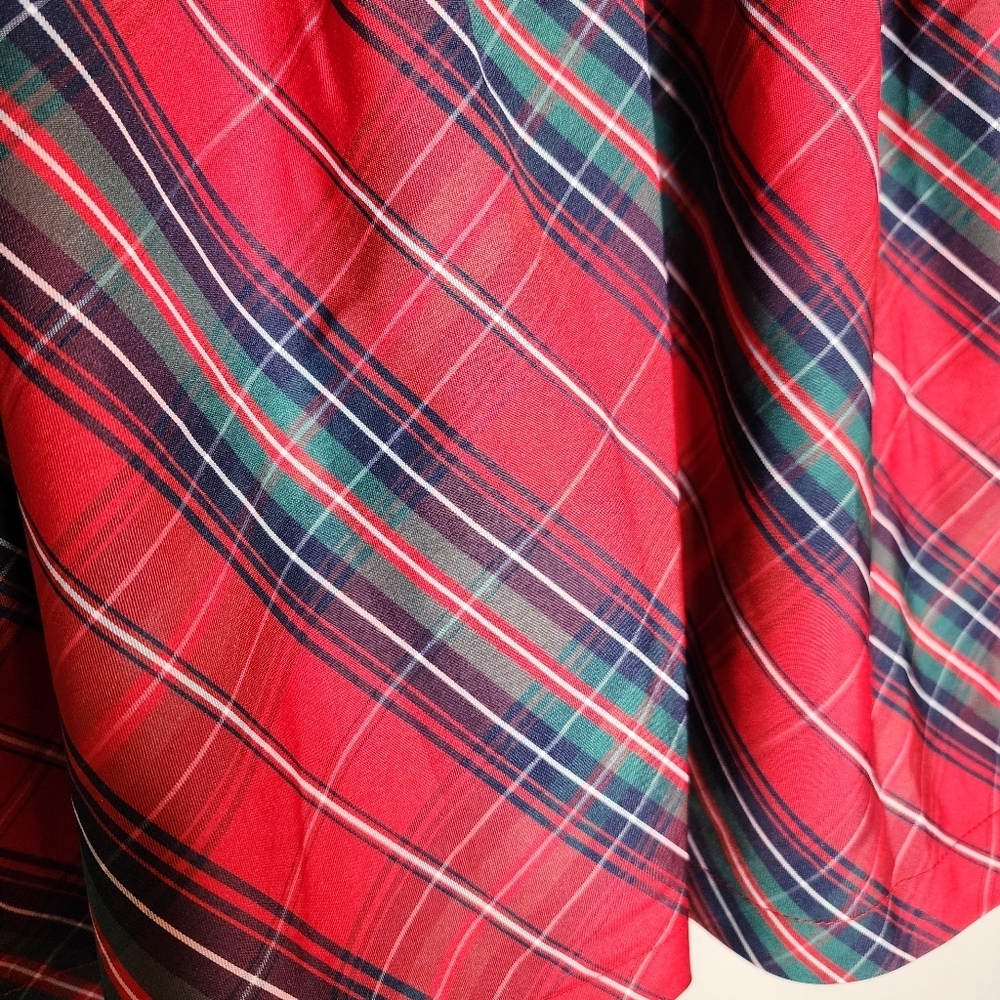 NWT Max Studio Kids Red Christmas Plaid Sateen Dress Velevt Bow Size 6 - Picture 7 of 14